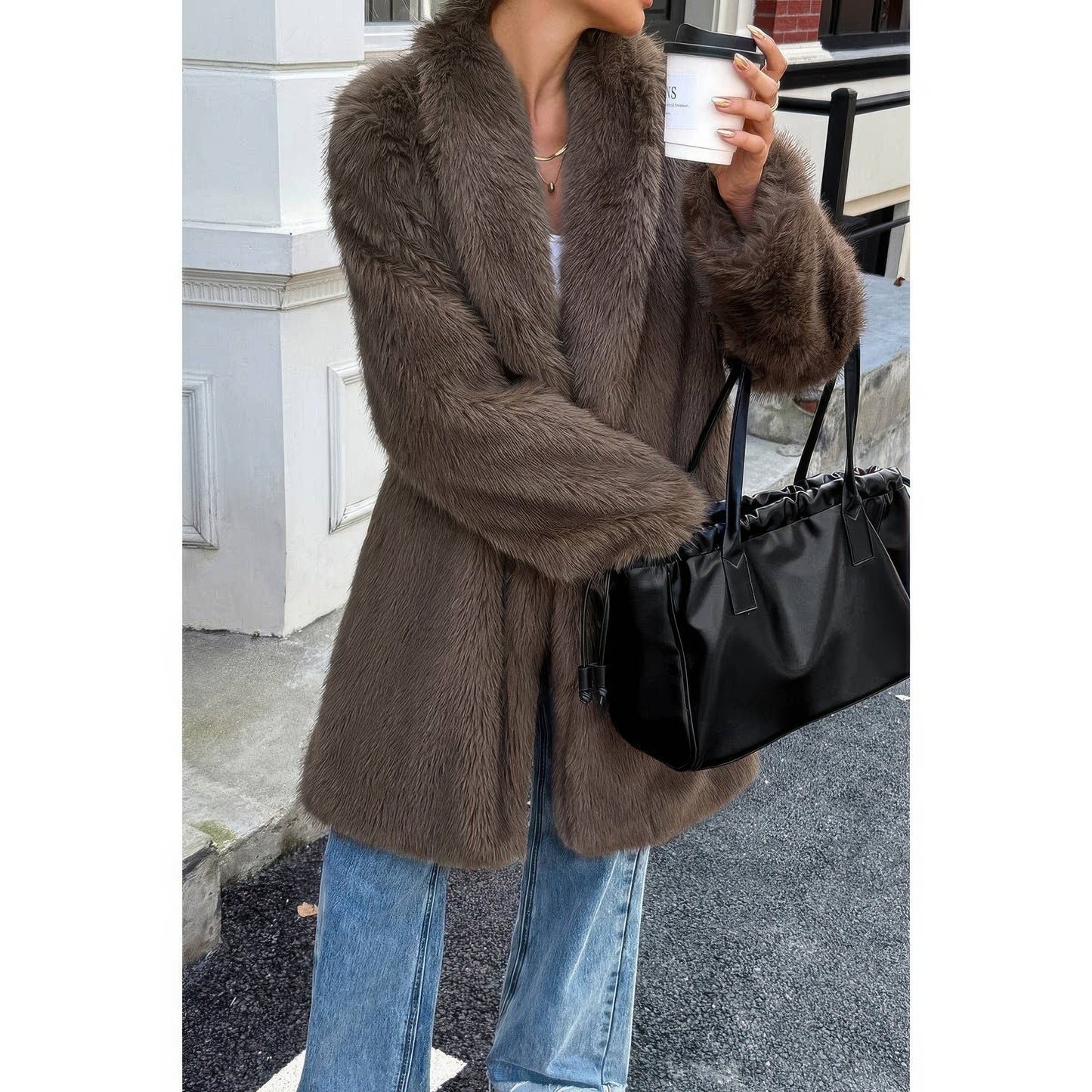 Solid Fluffy Faux Fur Shaggy Long Body Outwear See size chart under “more details”
