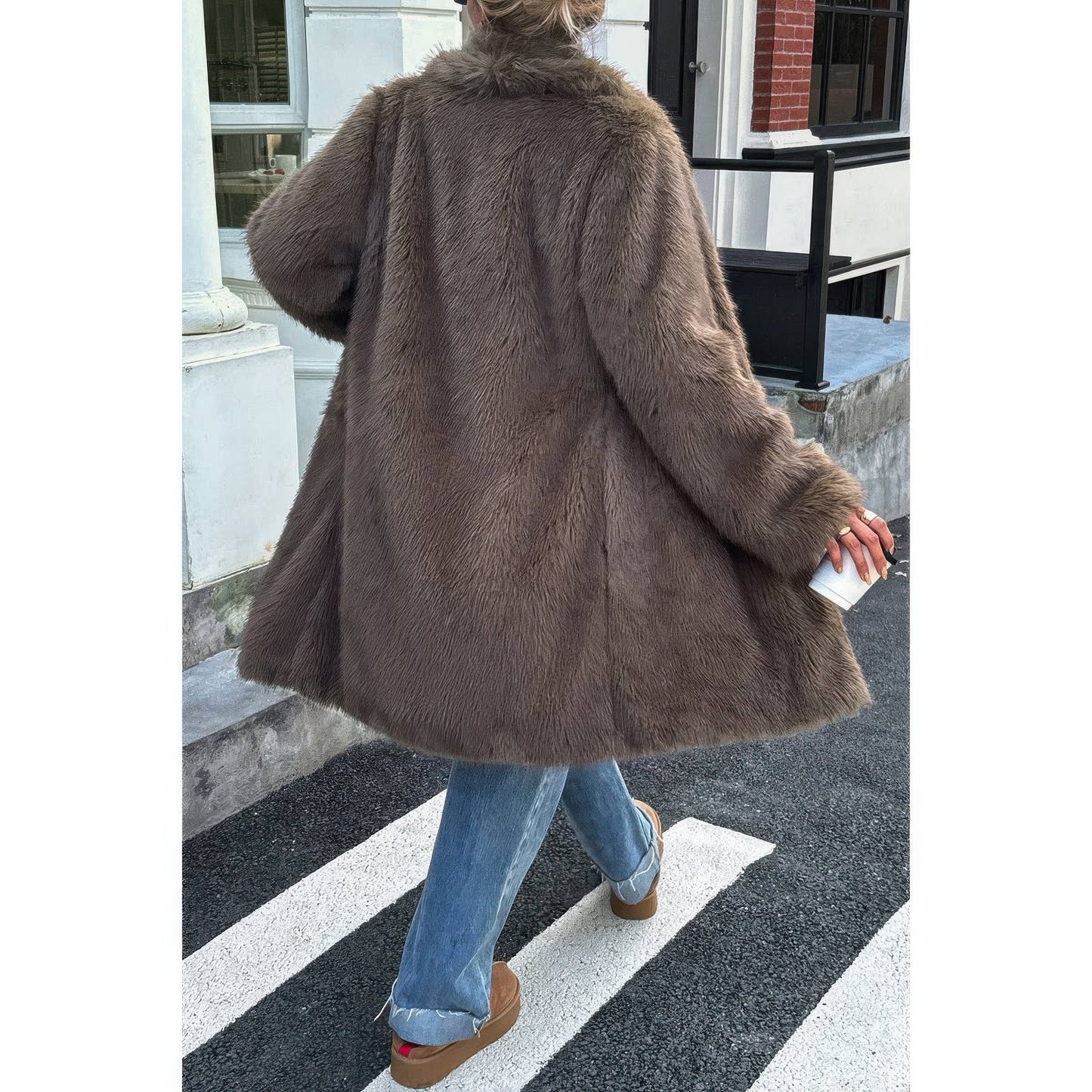 Solid Fluffy Faux Fur Shaggy Long Body Outwear See size chart under “more details”