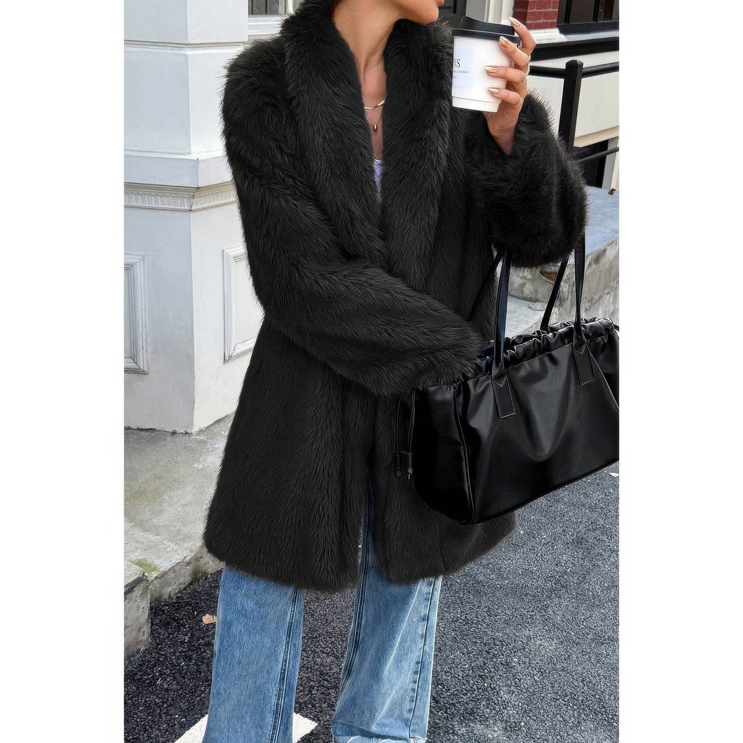 Solid Fluffy Faux Fur Shaggy Long Body Outwear See size chart under “more details”