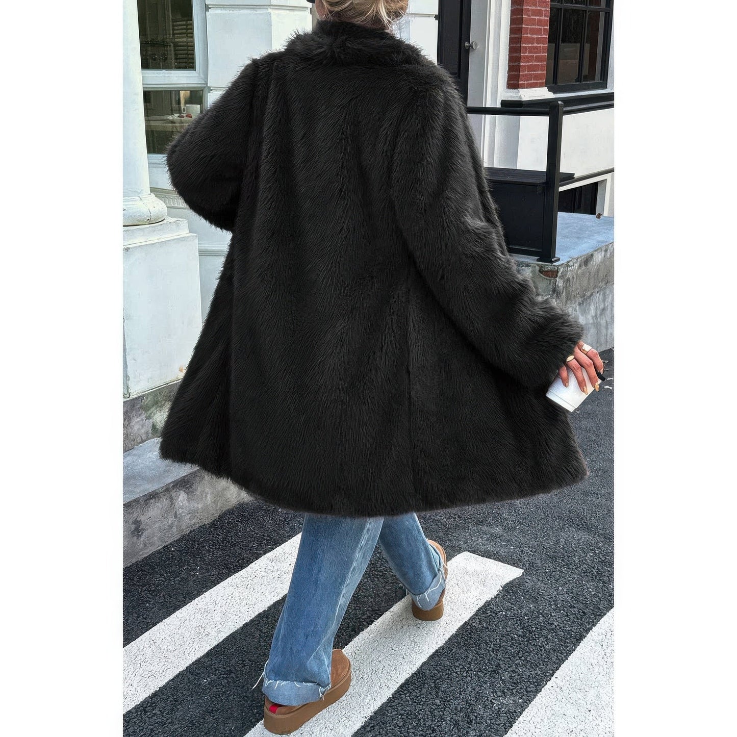 Solid Fluffy Faux Fur Shaggy Long Body Outwear See size chart under “more details”
