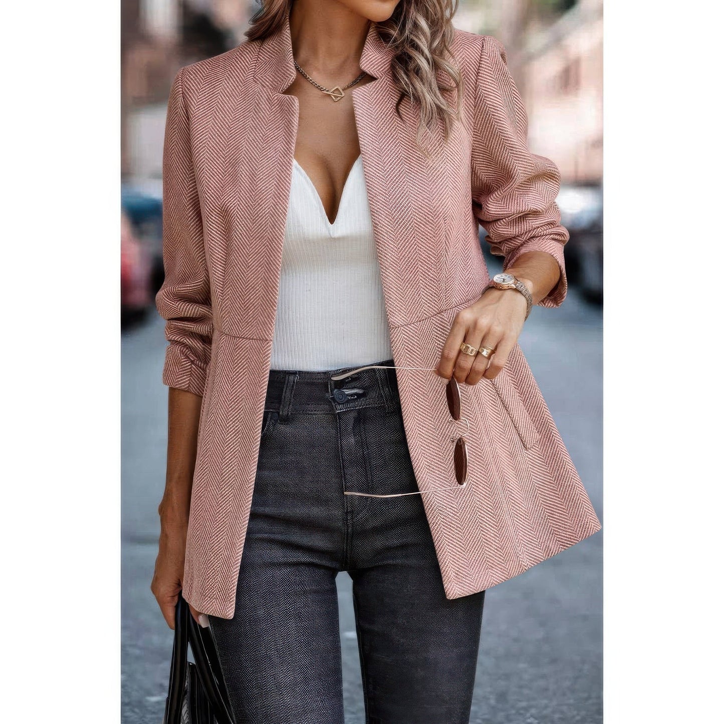 Solid Pocket Long Sleeve Elegant Wool Coat See size chart under “more details”