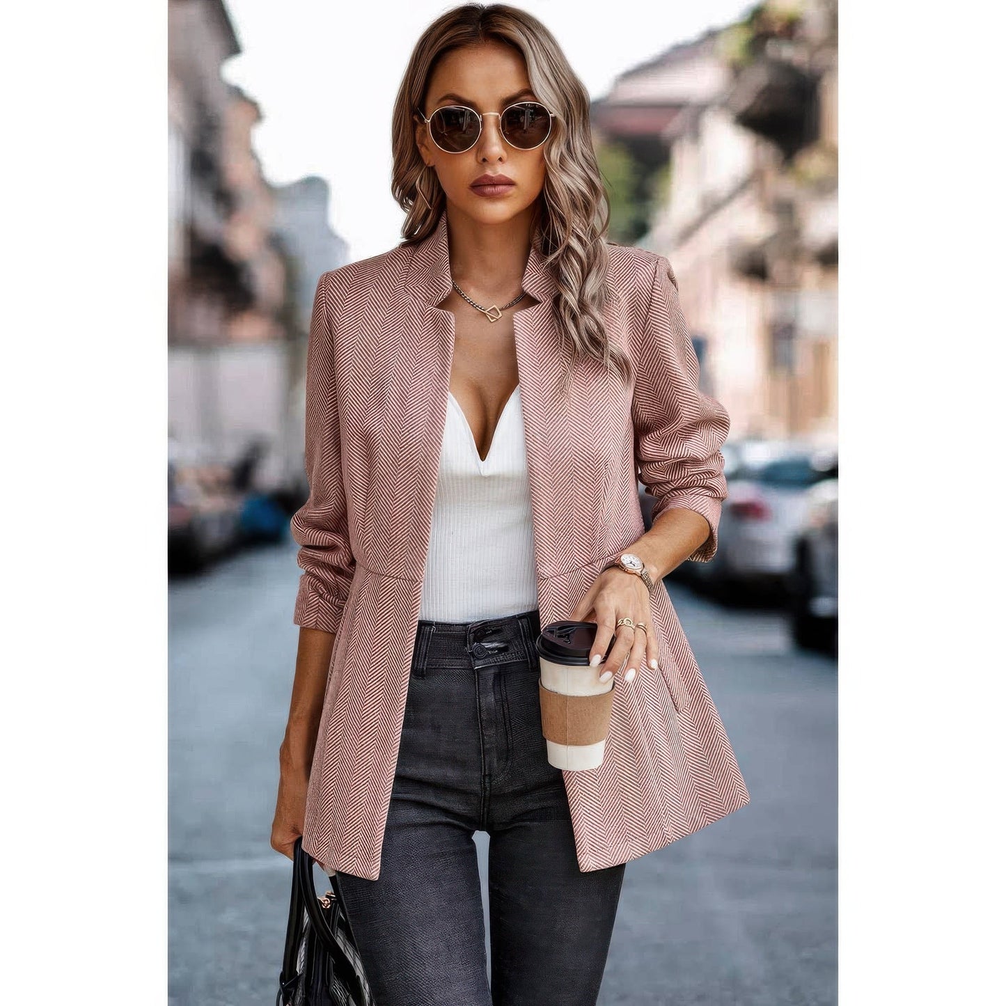 Solid Pocket Long Sleeve Elegant Wool Coat See size chart under “more details”