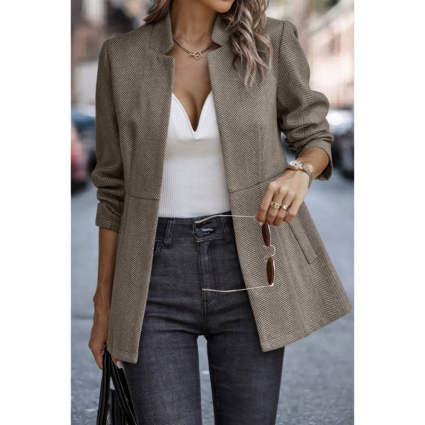Solid Pocket Long Sleeve Elegant Wool Coat See size chart under “more details”