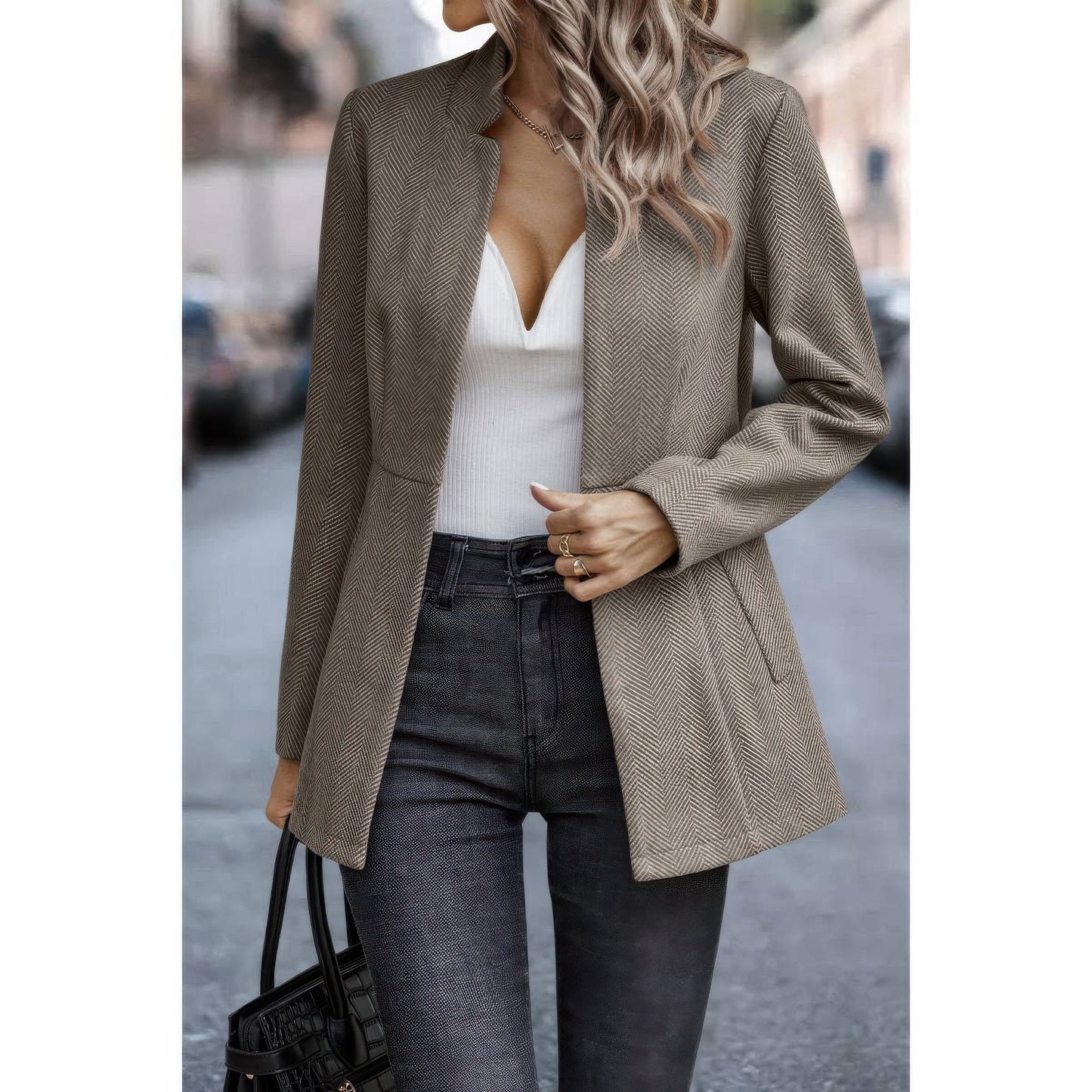 Solid Pocket Long Sleeve Elegant Wool Coat See size chart under “more details”