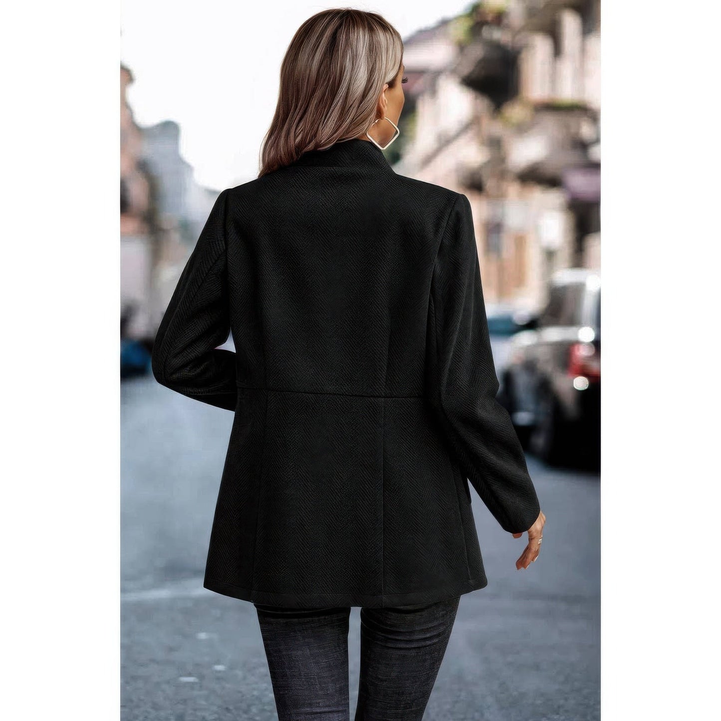 Solid Pocket Long Sleeve Elegant Wool Coat See size chart under “more details”