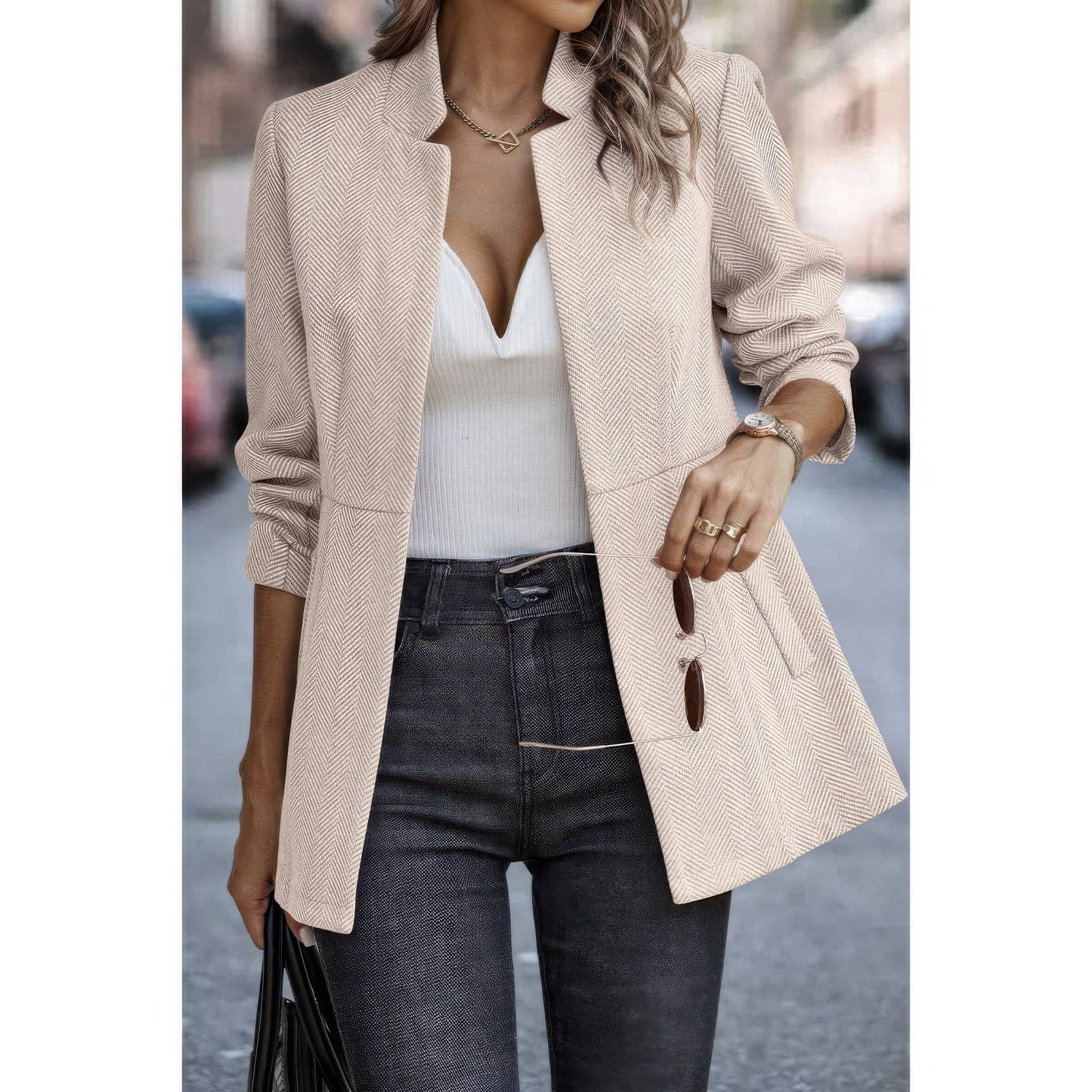 Solid Pocket Long Sleeve Elegant Wool Coat See size chart under “more details”