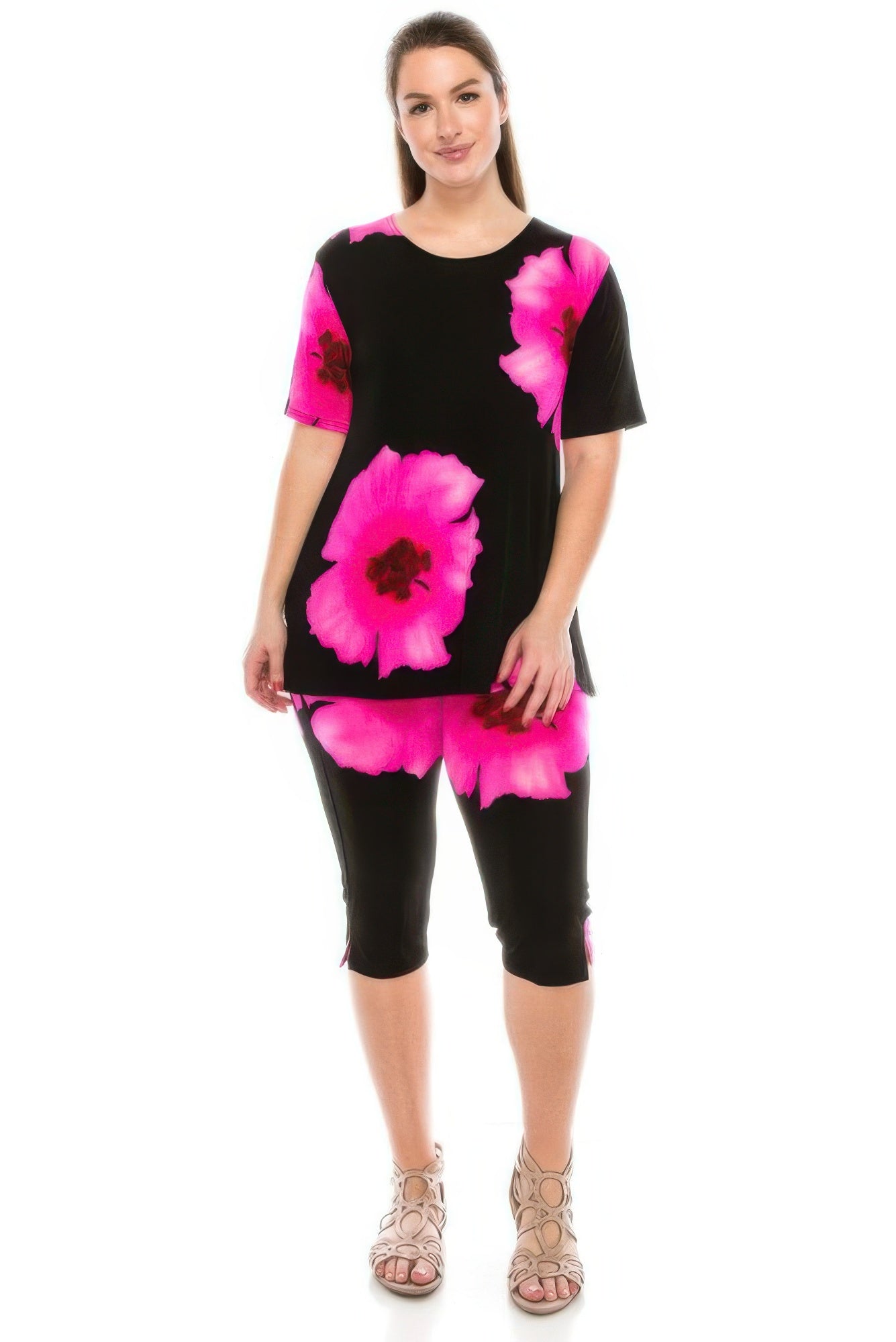 Conjunto de Blusa y Capri con Estampado Floral Ver tabla de tallas en "más detalles"