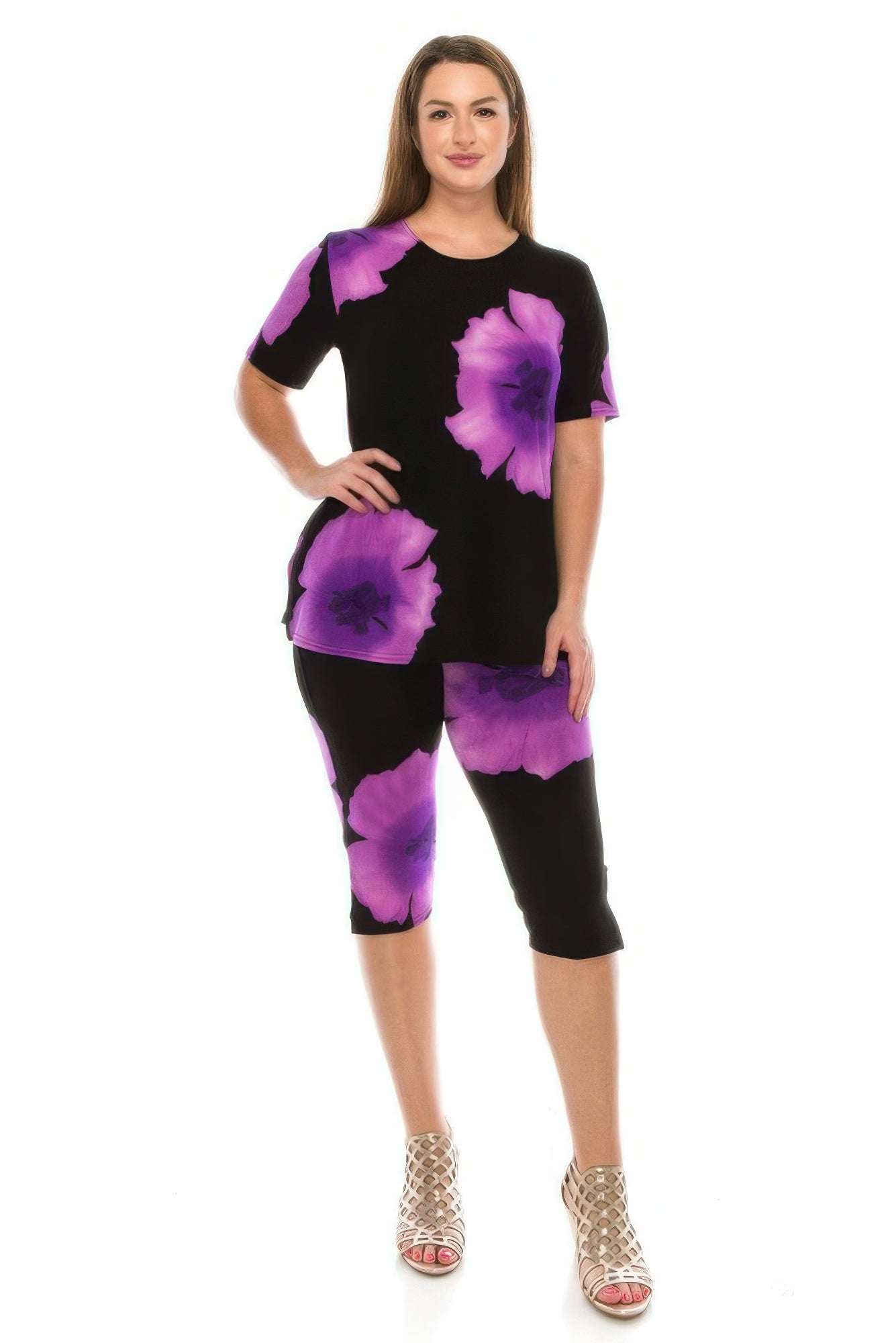 Conjunto de Blusa y Capri con Estampado Floral Ver tabla de tallas en "más detalles"
