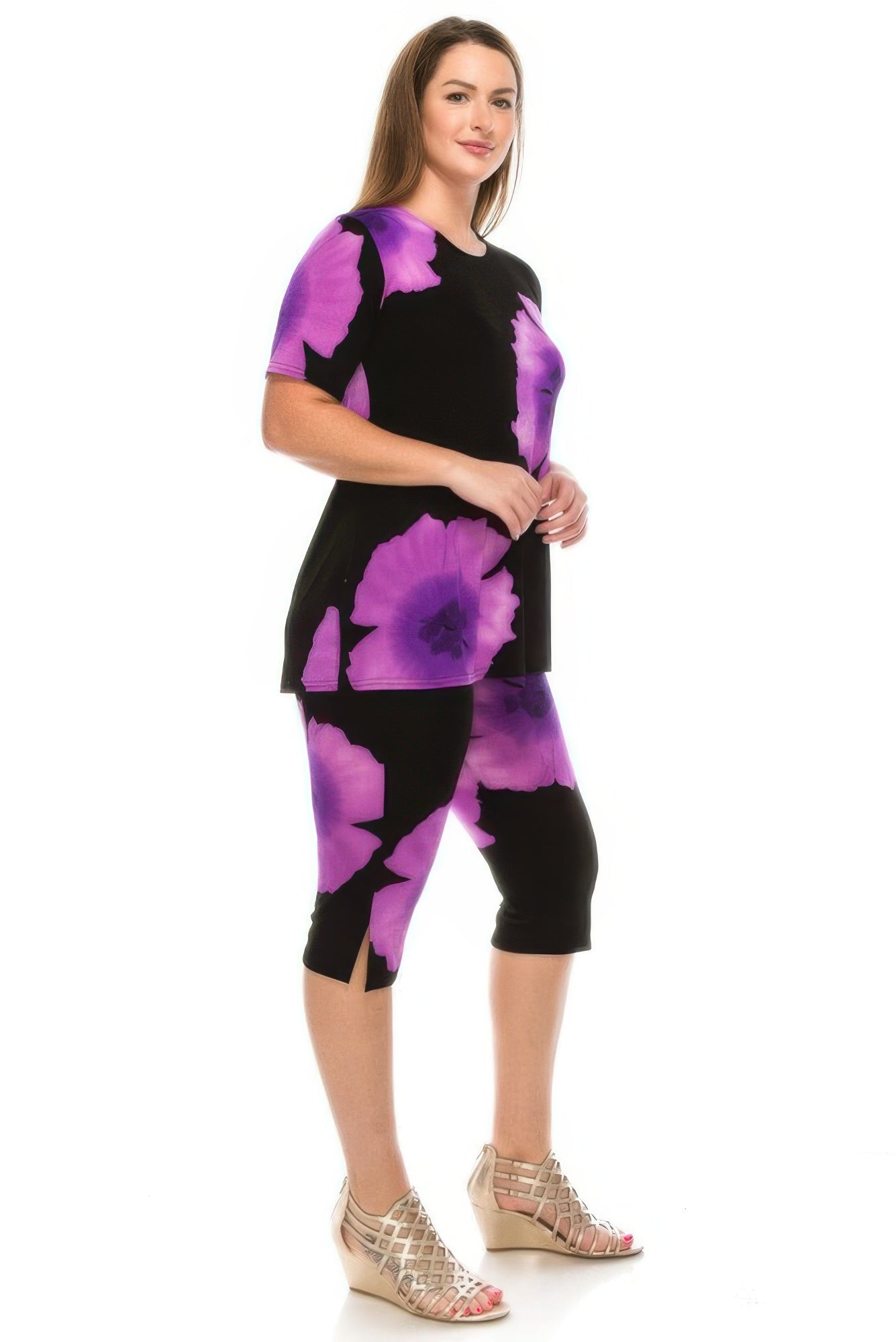 Conjunto de Blusa y Capri con Estampado Floral Ver tabla de tallas en "más detalles"