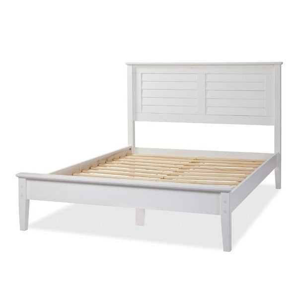 Cama de plataforma contemporánea blanca de pino macizo tamaño Queen
