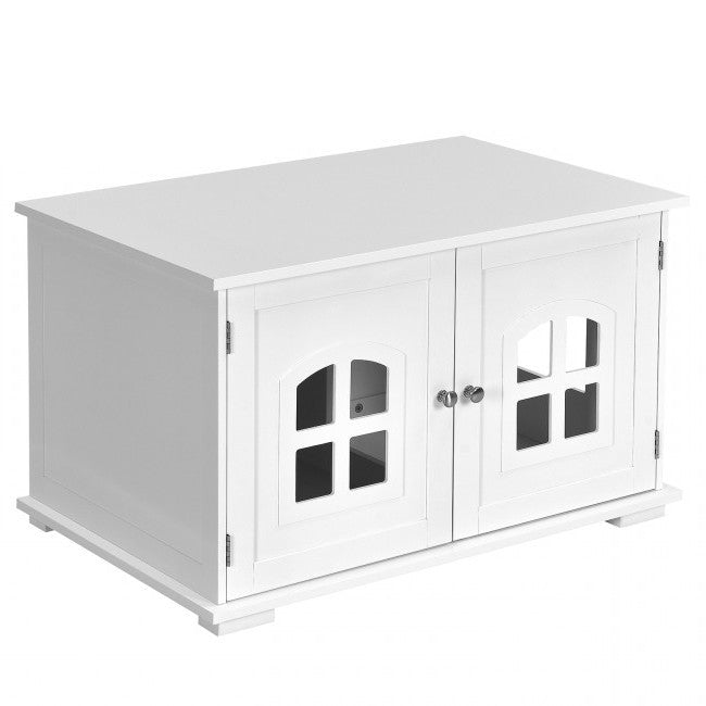 Arenero de gato blanco, moderno, grande, ventilado, con divisor privado