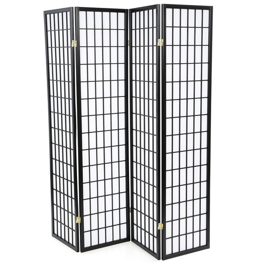 Biombo negro de 4 paneles estilo shoji japonés