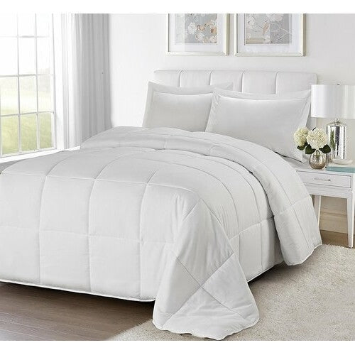 Juego de edredón reversible tradicional de microfibra de 3 piezas para cama King/Cal King en blanco