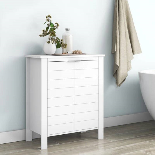 Gabinete de Ropa Blanca para Baño con Estante de Almacenamiento en Acabado de Madera Blanca