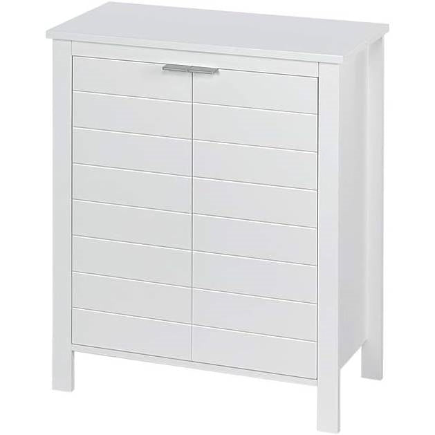 Gabinete de Ropa Blanca para Baño con Estante de Almacenamiento en Acabado de Madera Blanca
