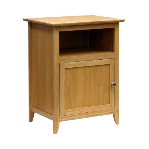 Mesita de noche auxiliar sencilla con acabado de madera natural