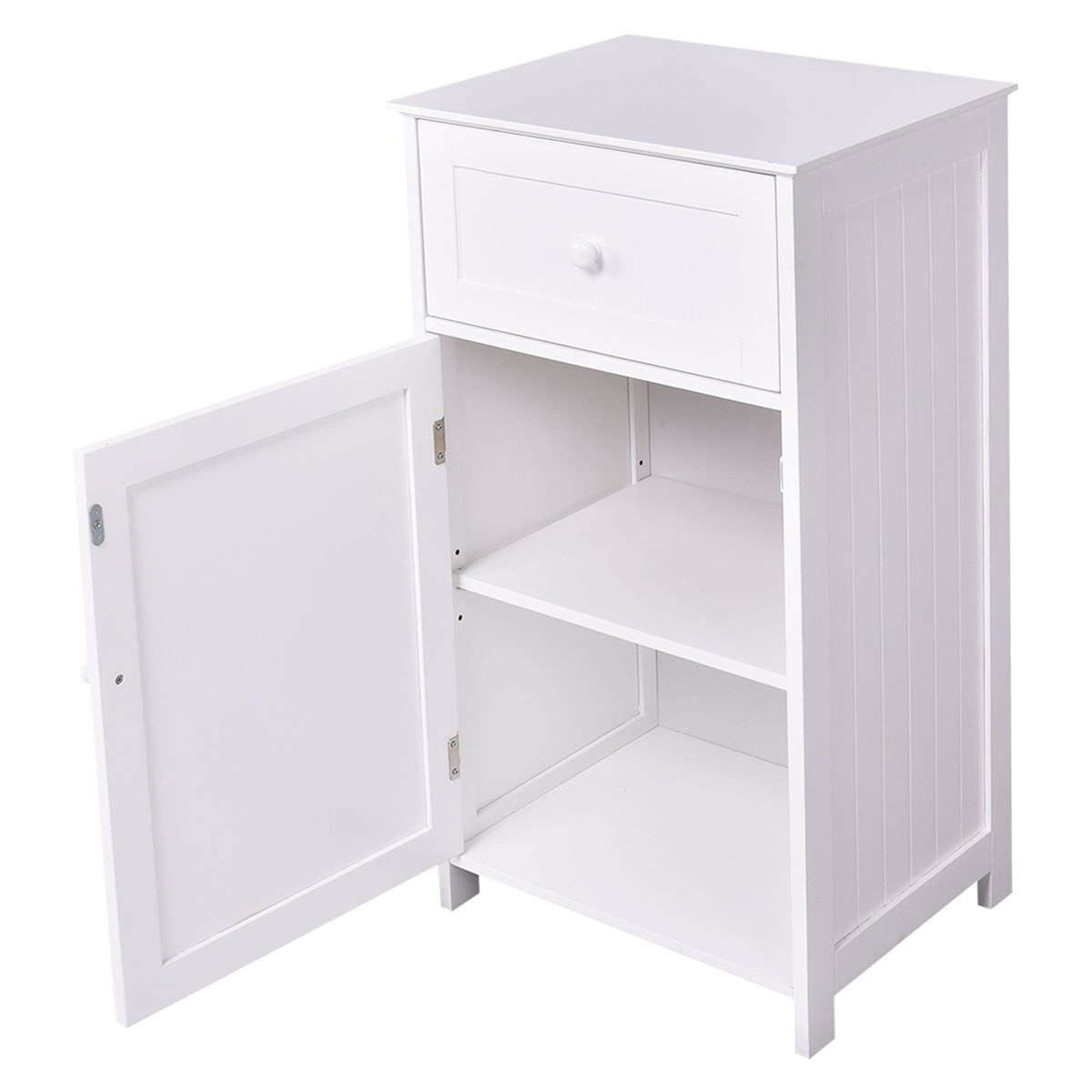 Mueble de suelo para baño de madera blanca con acabado resistente al agua