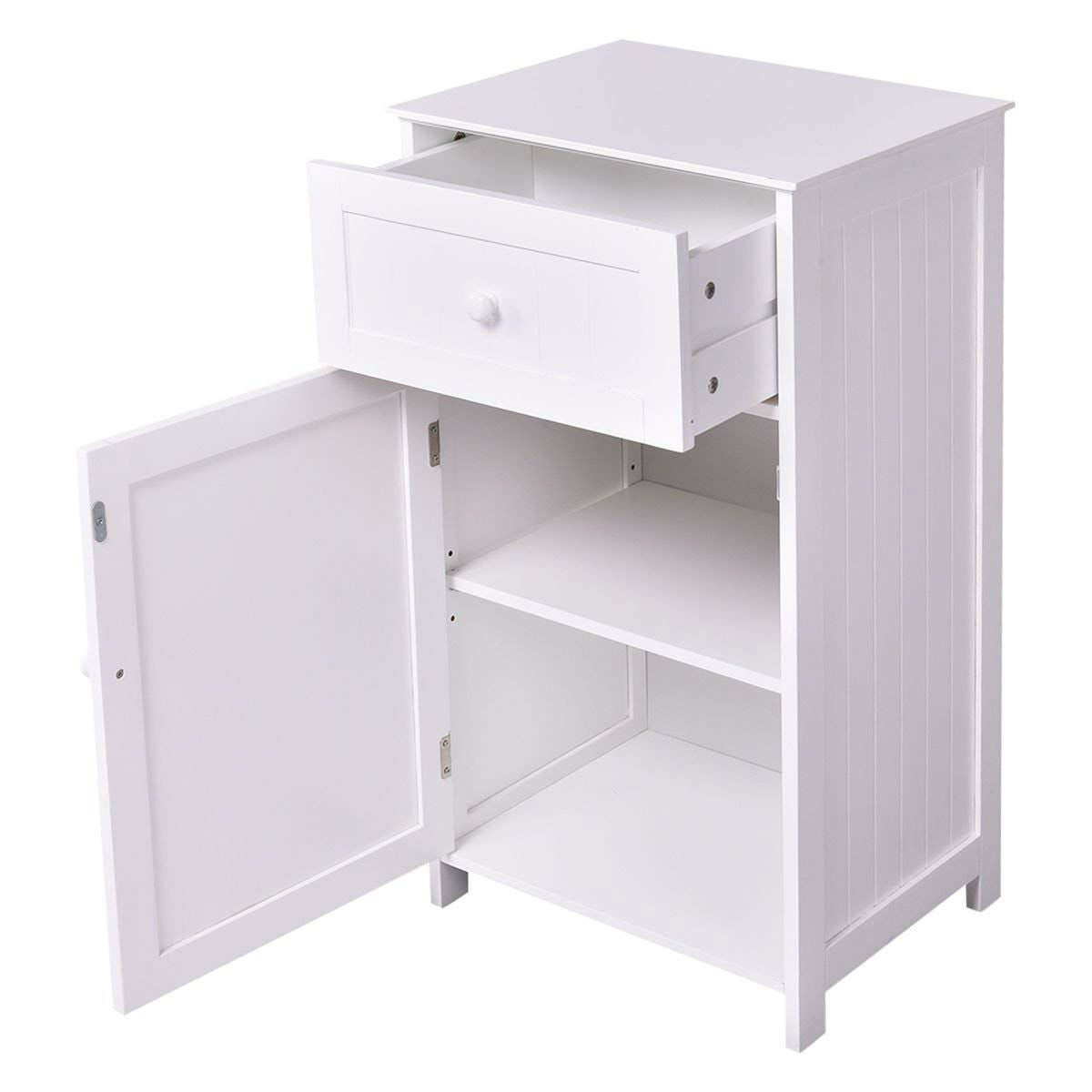 Mueble de suelo para baño de madera blanca con acabado resistente al agua
