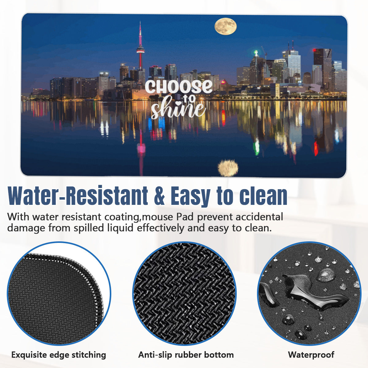 Choose to Shine City by the Water 40" x 20" Mousepad Desk Mat