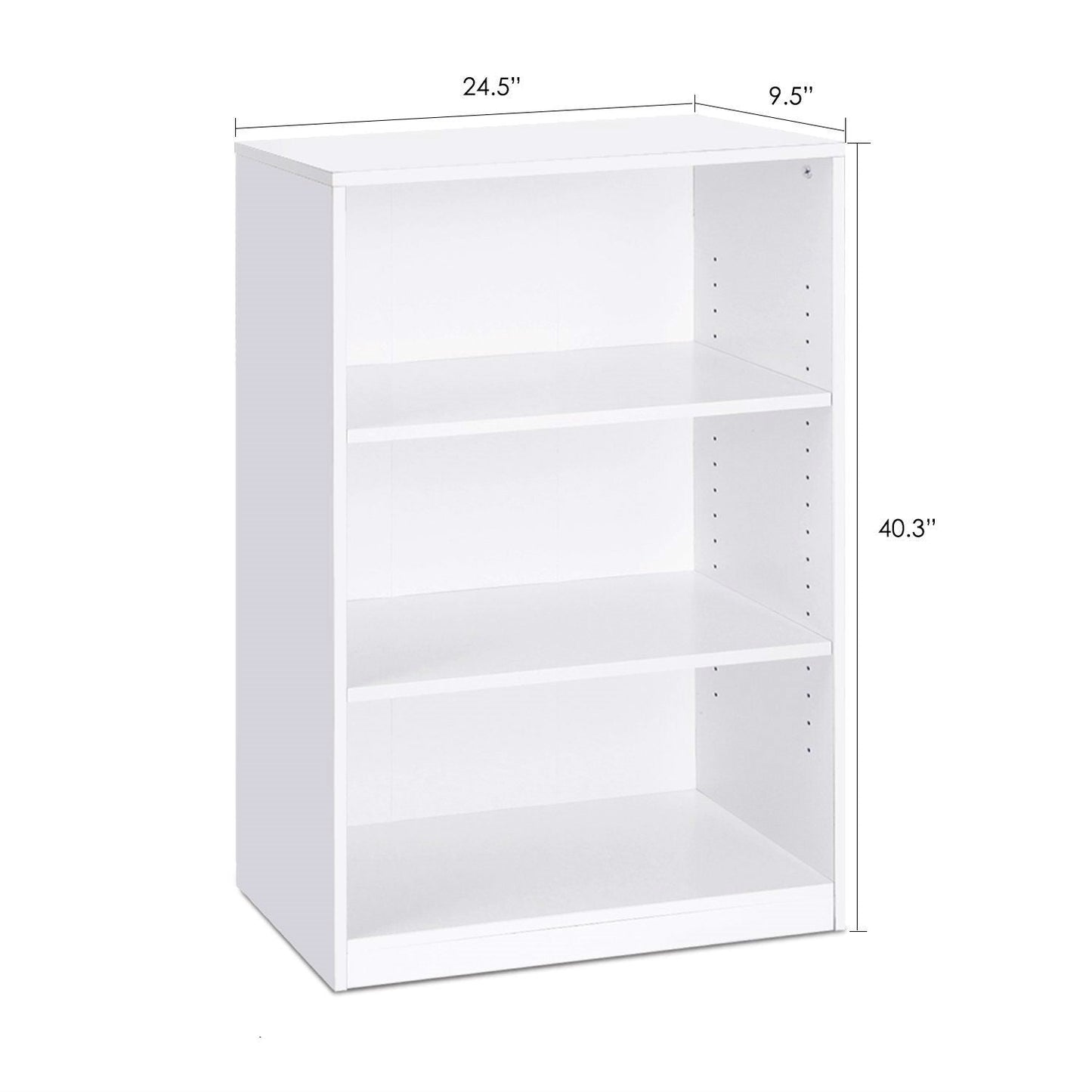 Librería moderna de 3 estantes con acabado de madera blanca
