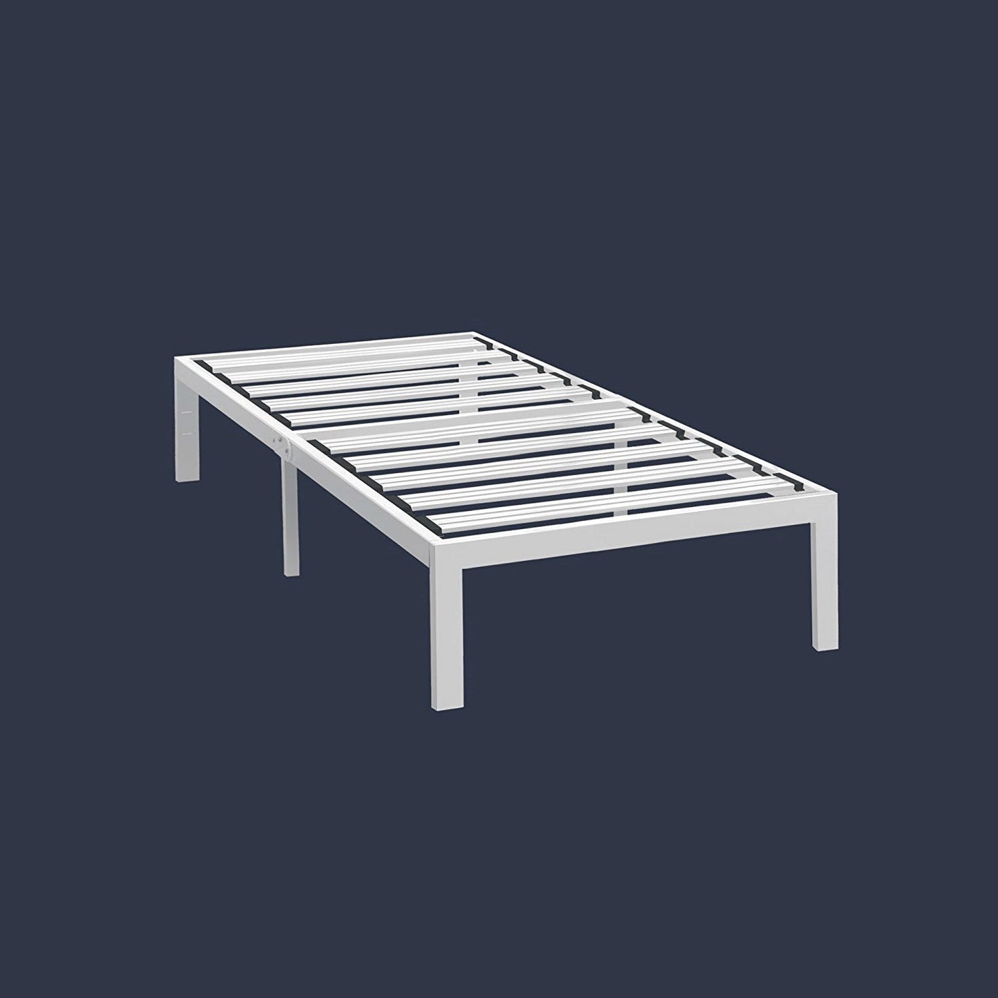 Base para Cama de Plataforma de Acero Reforzado Twin en Blanco