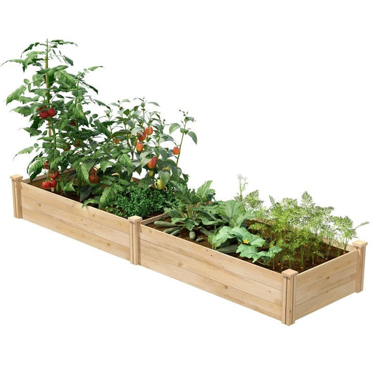 Cama de jardín elevada de madera de cedro de 2 pies x 8 pies - Hecho en EE. UU.