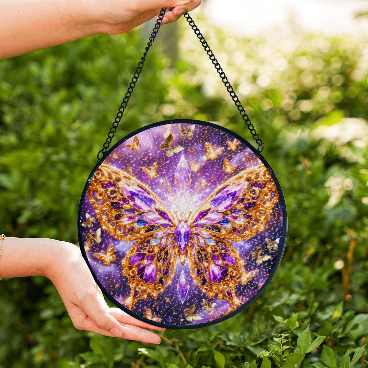 Purple Crystal Butterfly Suncatcher Home Decor