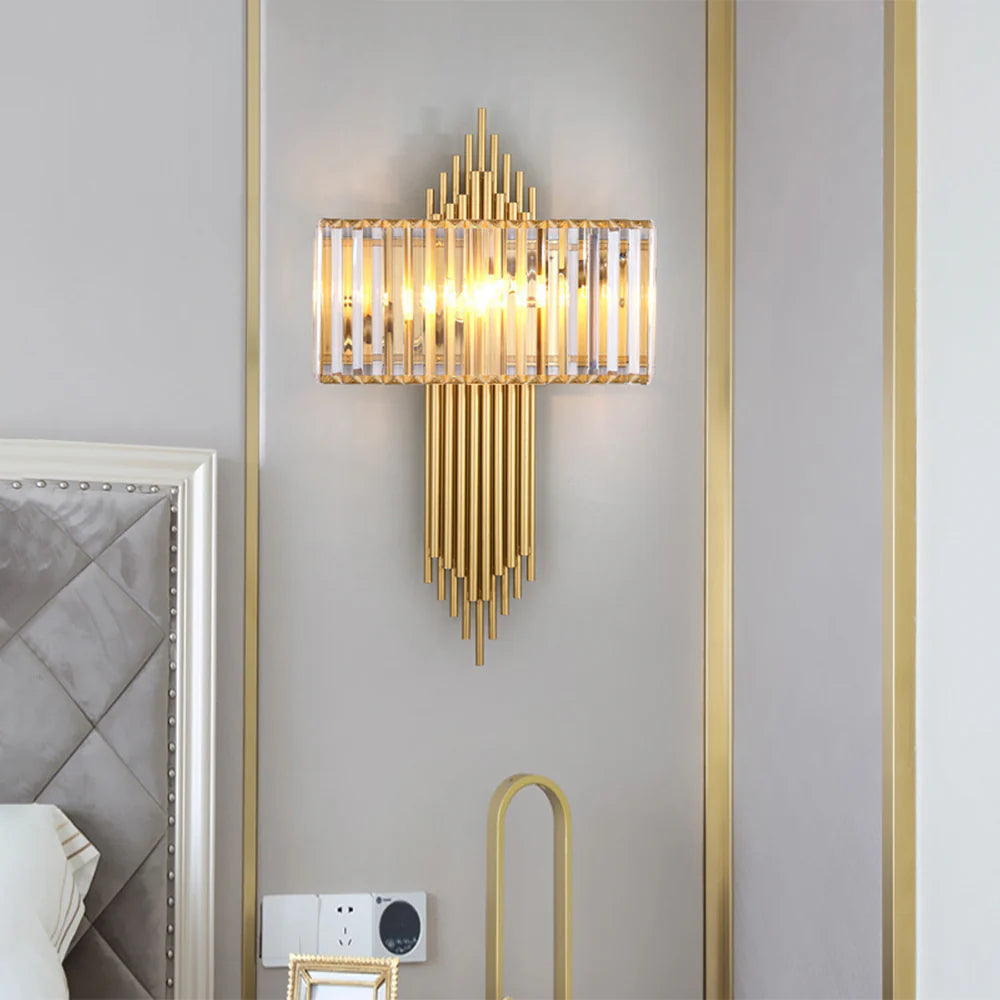 Lámpara de pared Wallis de cristal dorado