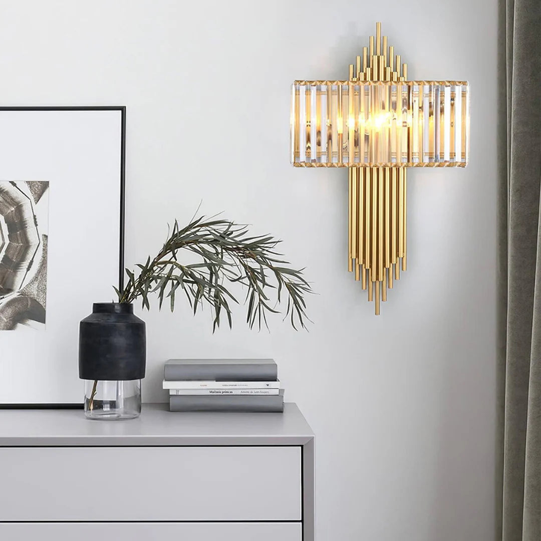 Lámpara de pared Wallis de cristal dorado