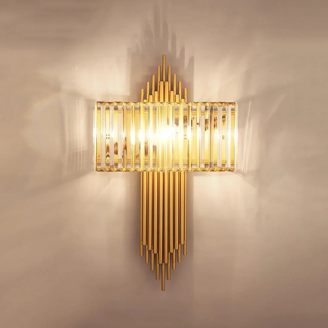 Lámpara de pared Wallis de cristal dorado