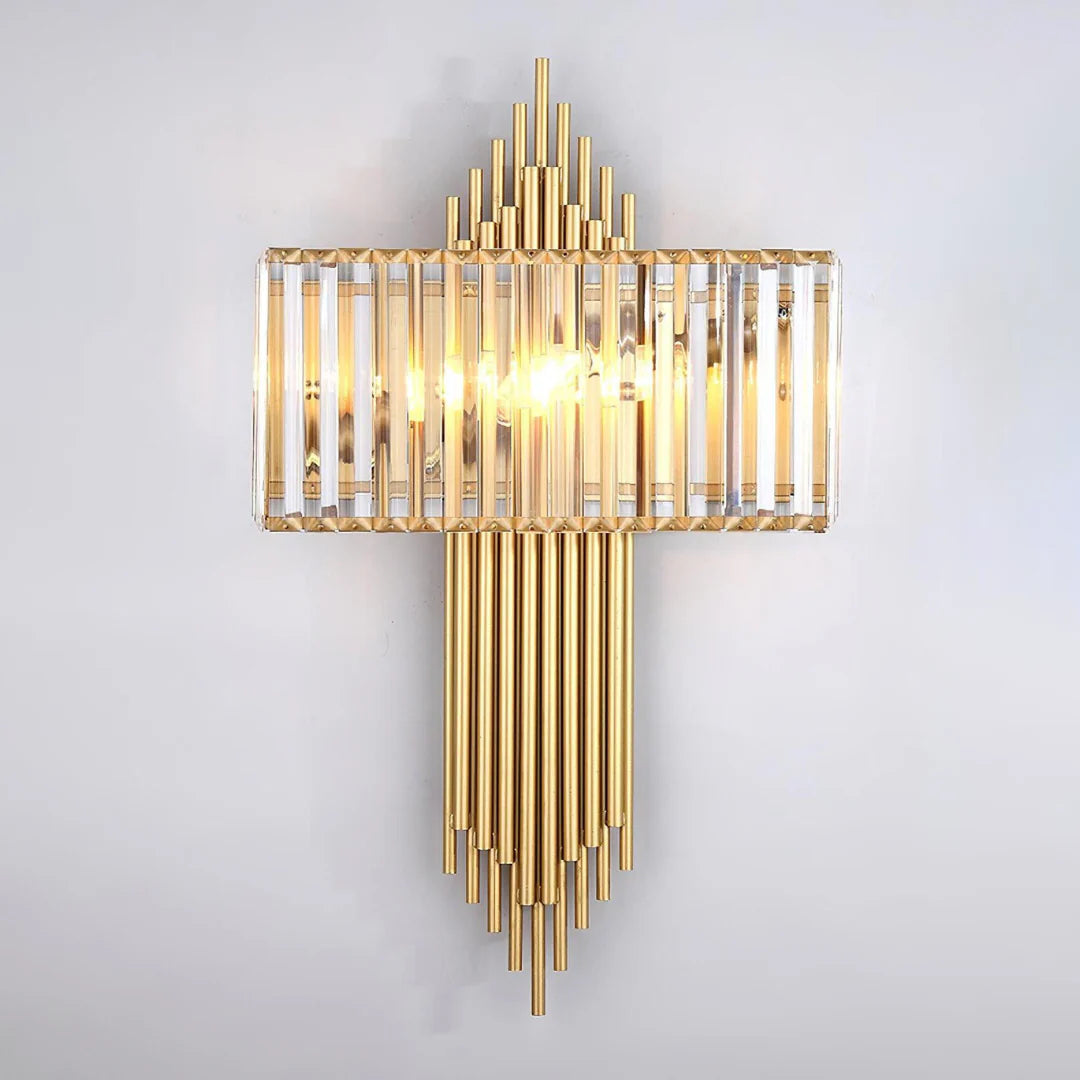 Lámpara de pared Wallis de cristal dorado