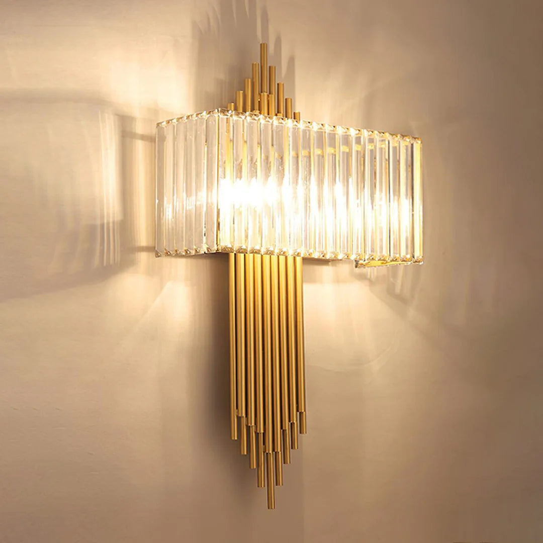 Lámpara de pared Wallis de cristal dorado