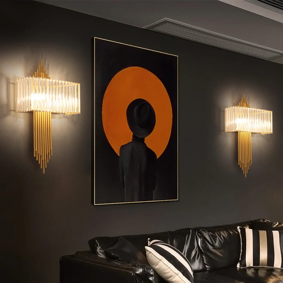 Lámpara de pared Wallis de cristal dorado