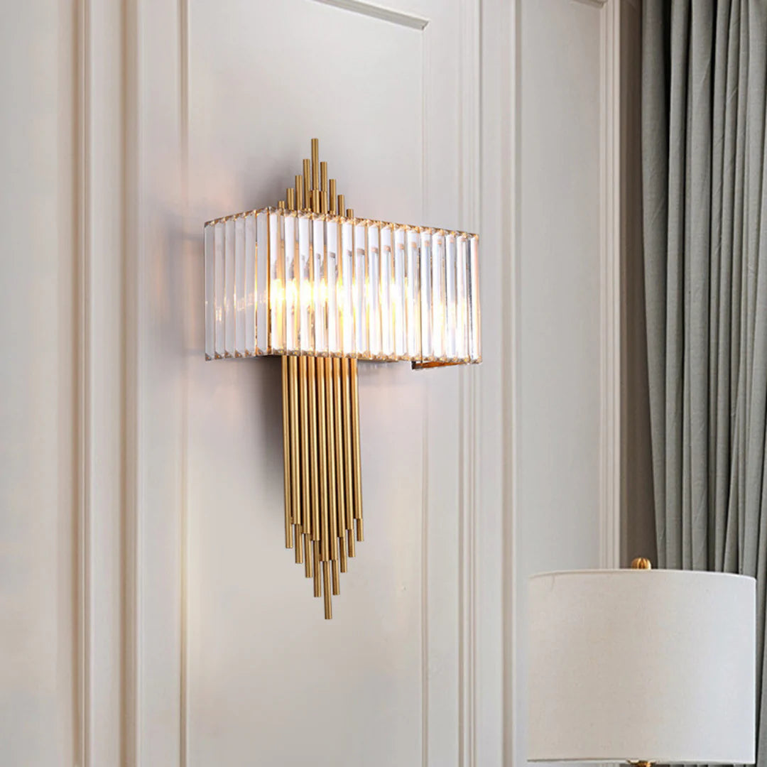 Lámpara de pared Wallis de cristal dorado