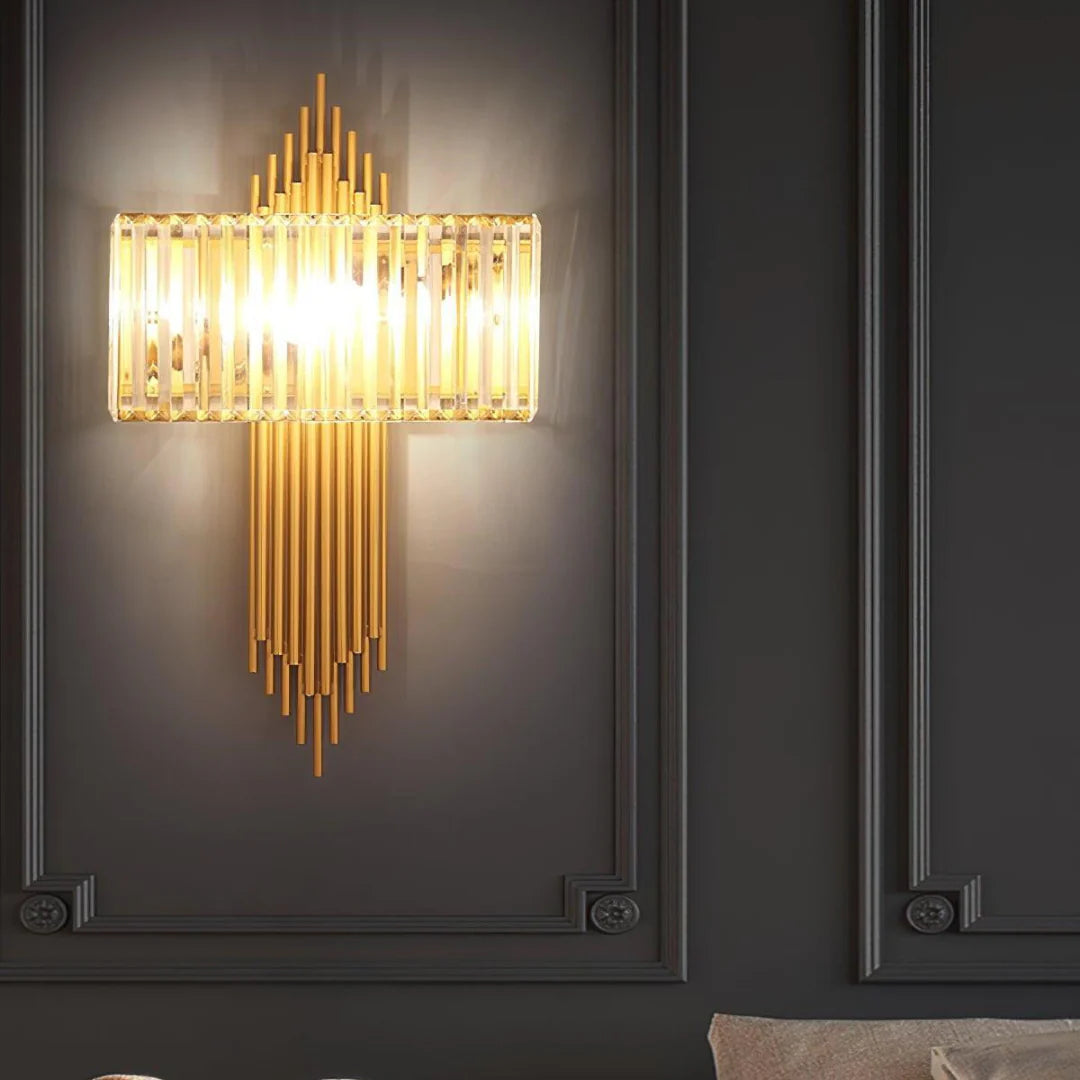 Lámpara de pared Wallis de cristal dorado