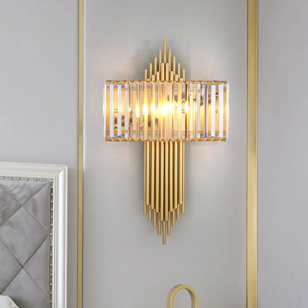 Lámpara de pared Wallis de cristal dorado