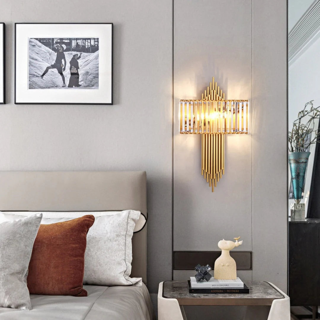 Lámpara de pared Wallis de cristal dorado