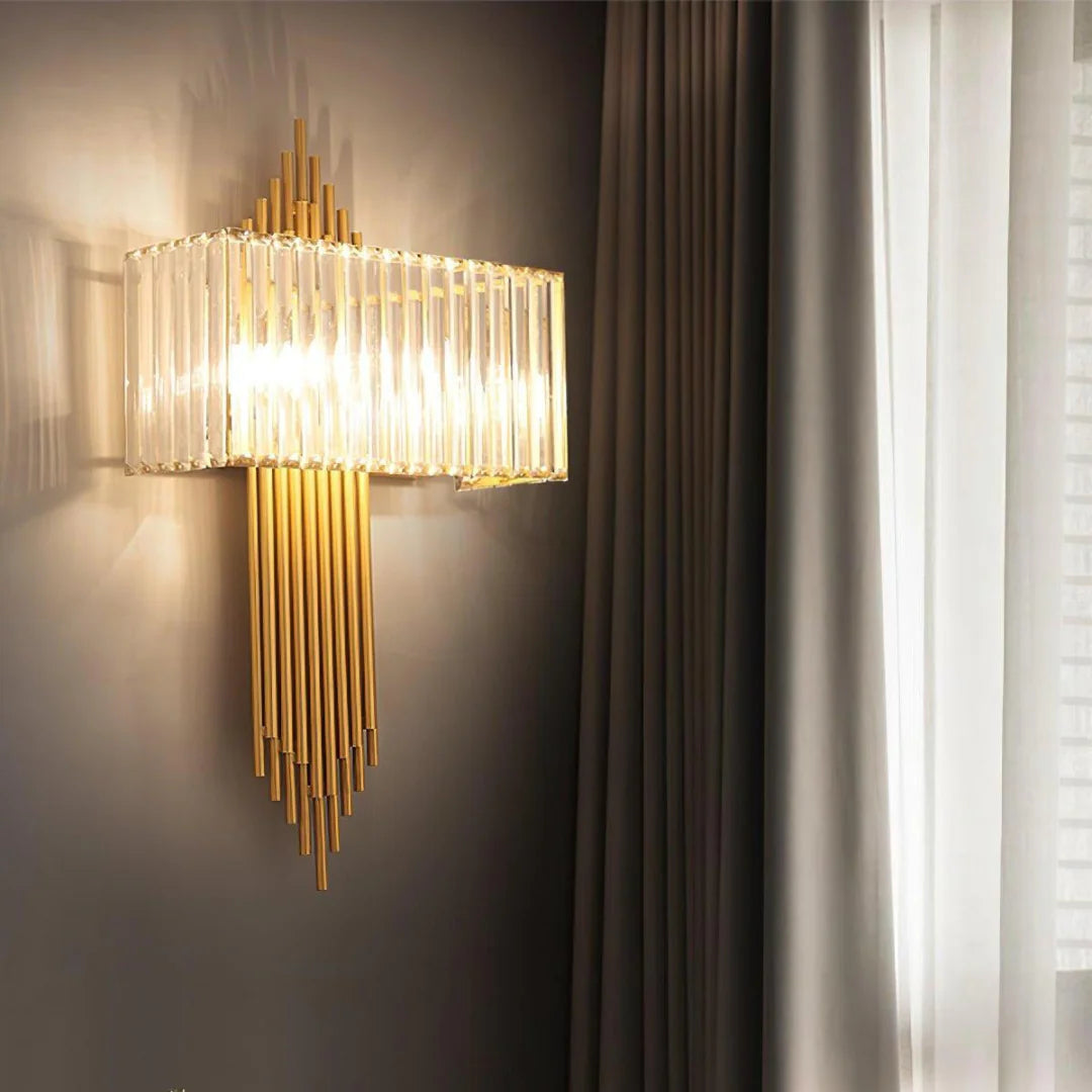 Lámpara de pared Wallis de cristal dorado