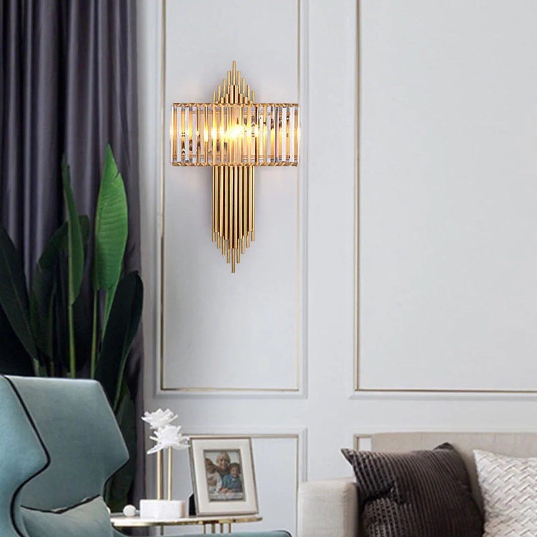Lámpara de pared Wallis de cristal dorado