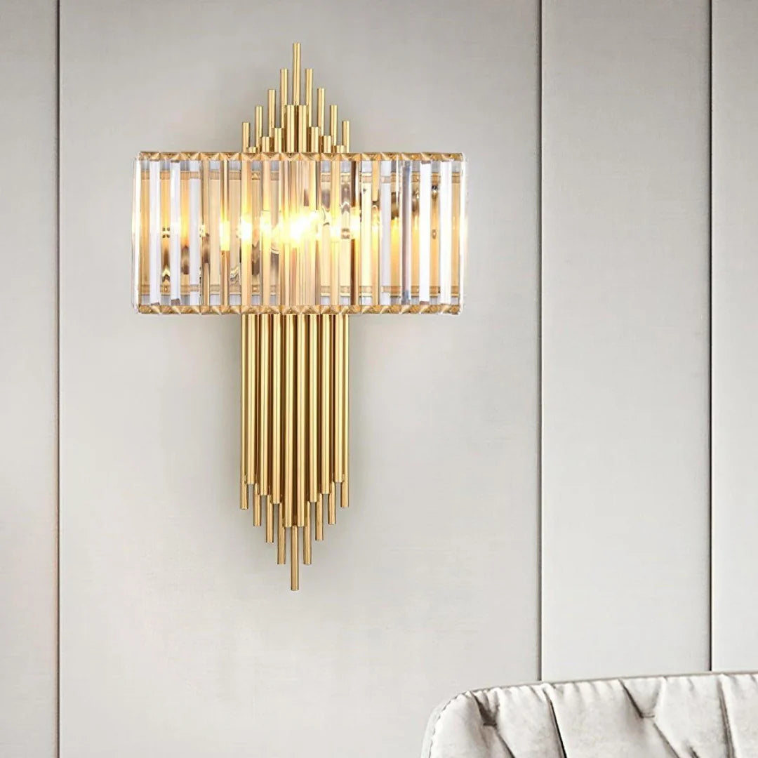 Lámpara de pared Wallis de cristal dorado