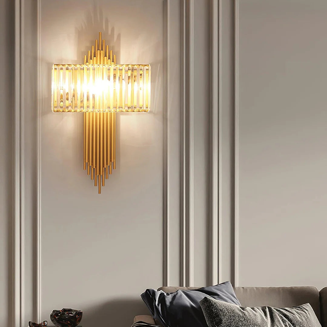 Lámpara de pared Wallis de cristal dorado