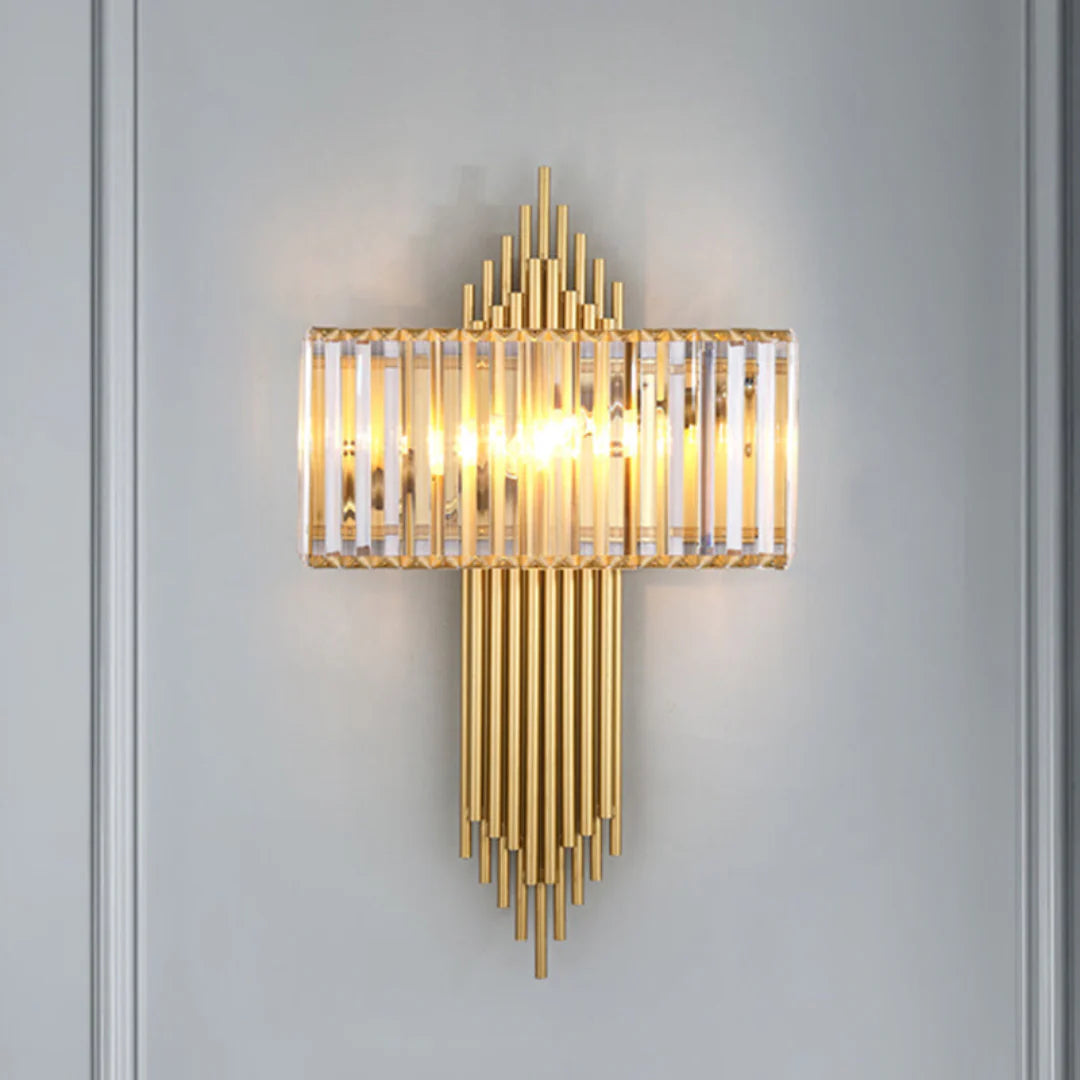Lámpara de pared Wallis de cristal dorado