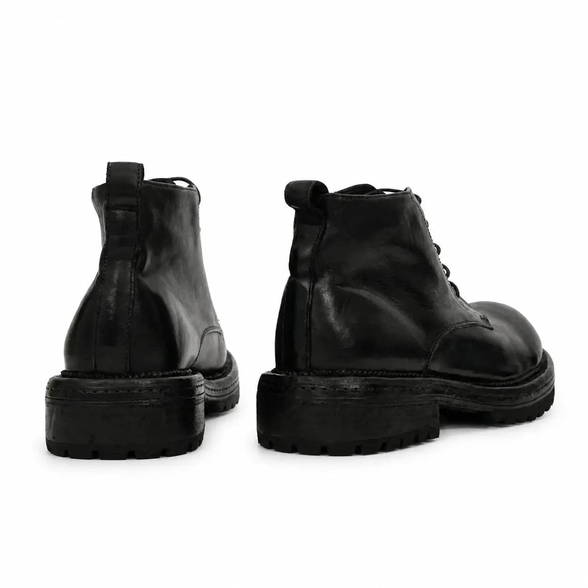 Black Plain-Toe Cow Leather Ankle Boots