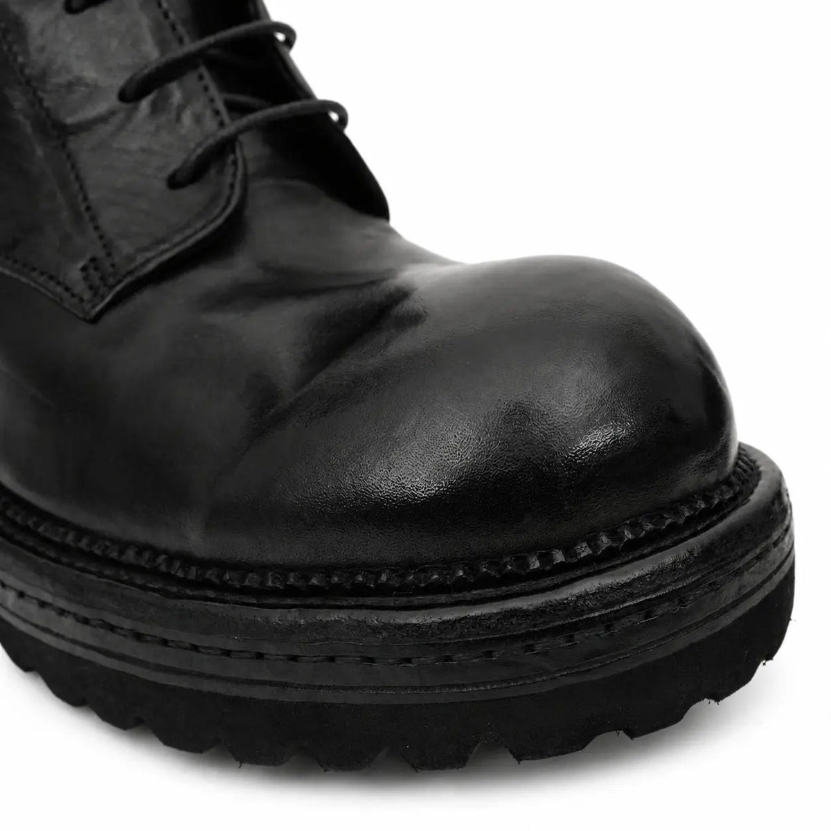 Black Plain-Toe Cow Leather Ankle Boots