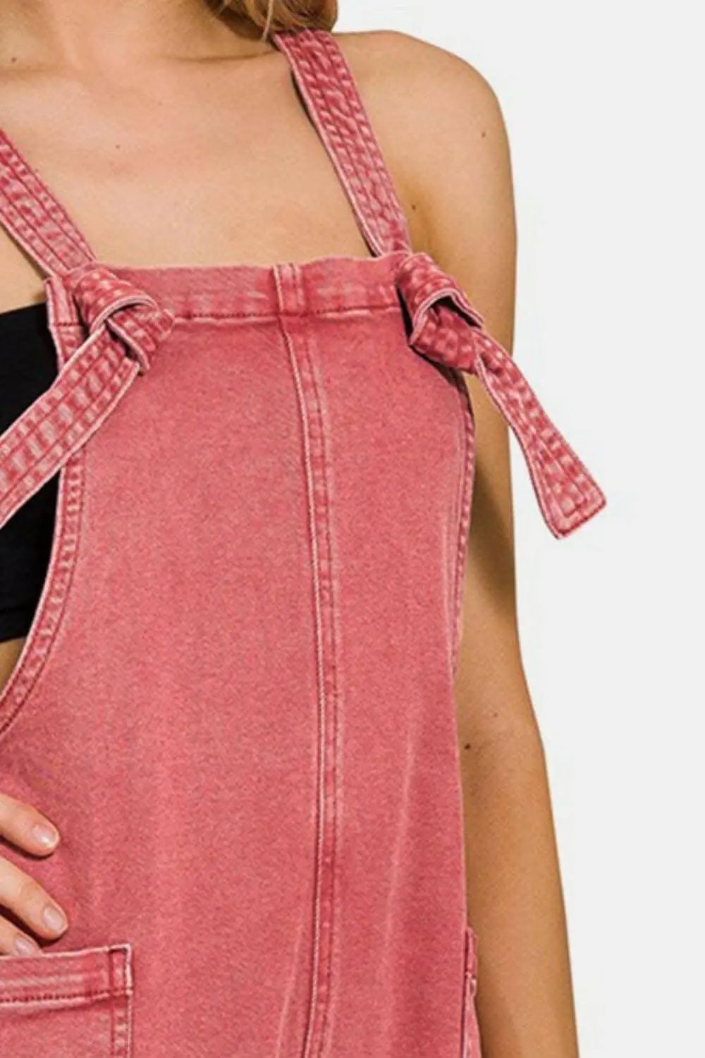 Trendsi Women's Casual Jumpsuit Knot Strap Washed Relaxed Fit