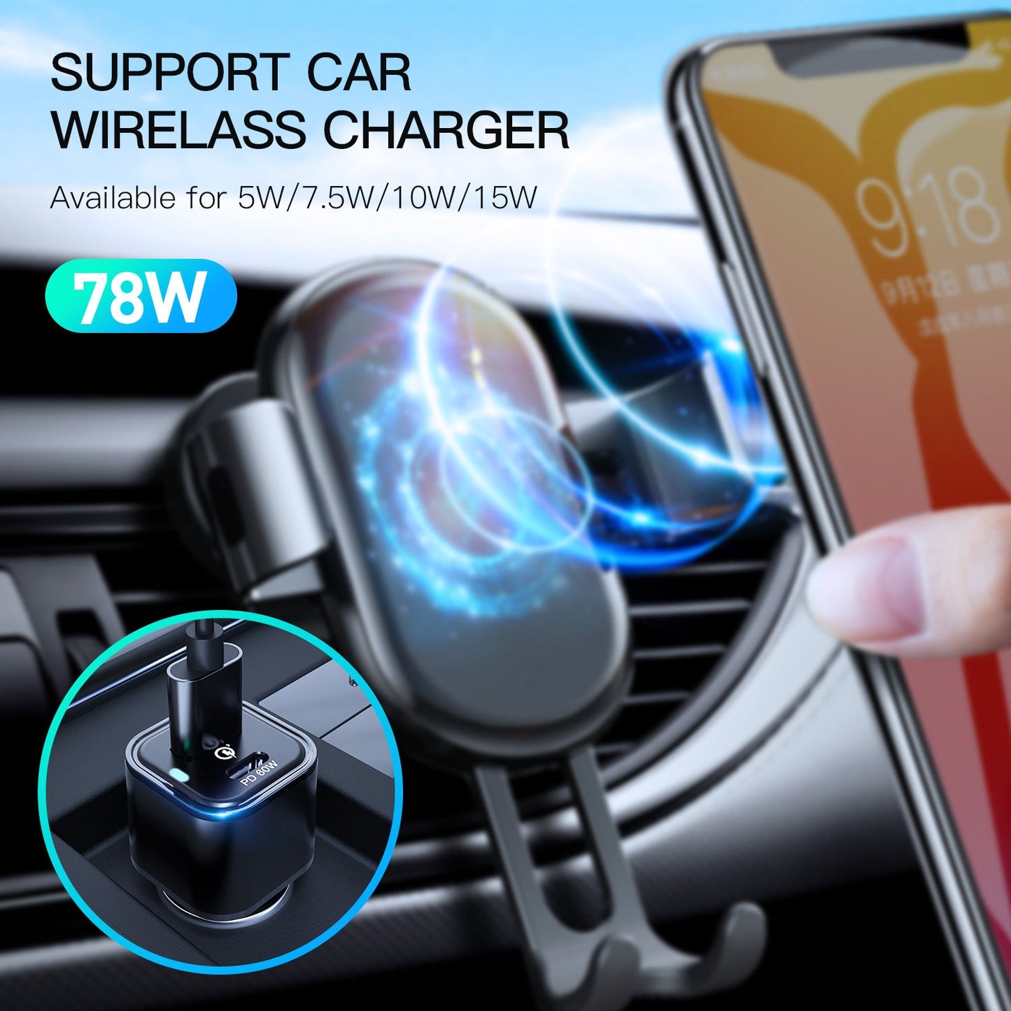 REXING JETSPEED Negro 78W Cargador de coche USB PowerDelivery+ USB-C