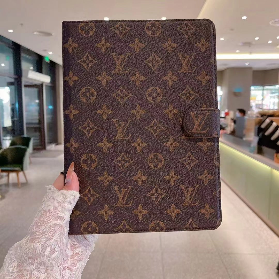 Funda para iPad Apple de cuero Monogram de lona de lujo con diseño temático de verano fresco