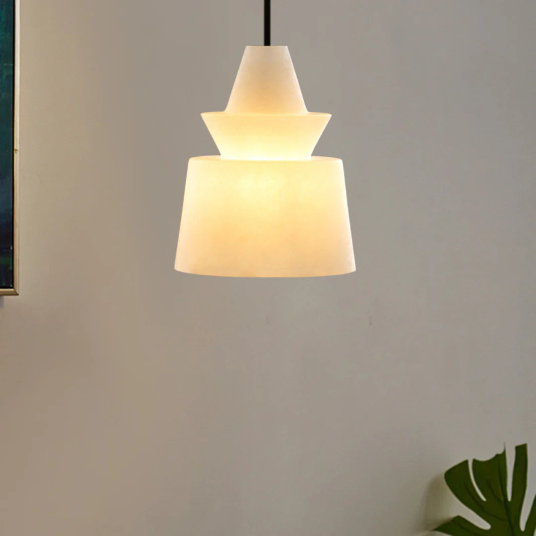 Lámpara colgante de alabastro blanco