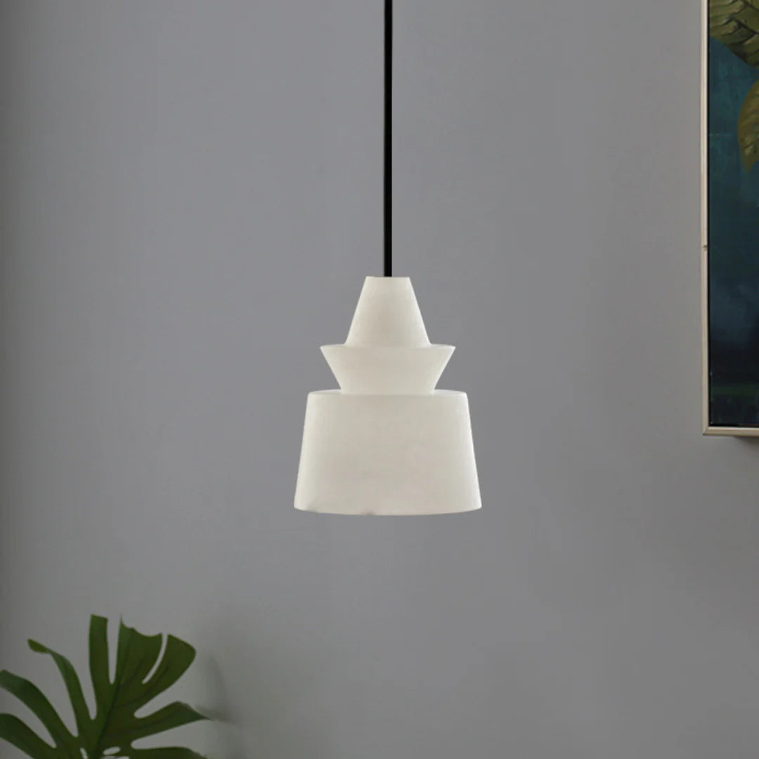 Lámpara colgante de alabastro blanco