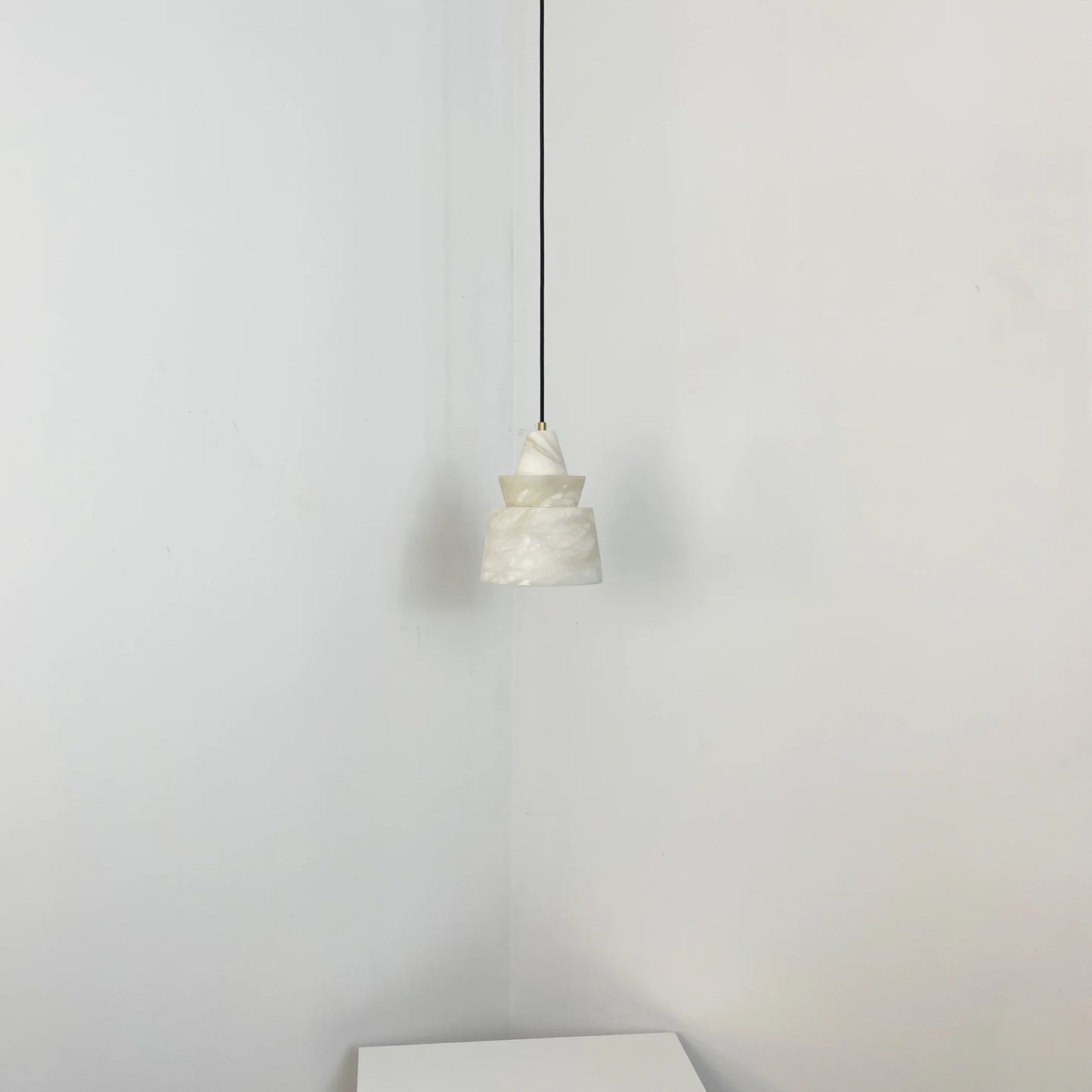 Lámpara colgante de alabastro blanco